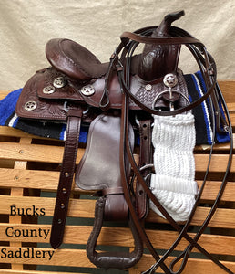 8" Mini Leather Western Trail Saddle Package  24071